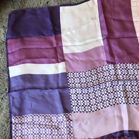 Coach Purple Patchwork Silk Scarf - Picture 4 of 6